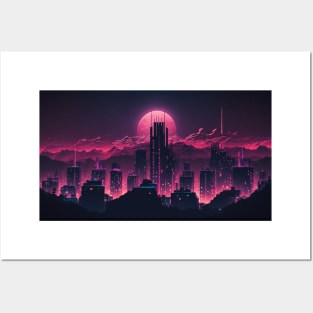 Synthwave City By Night Posters and Art